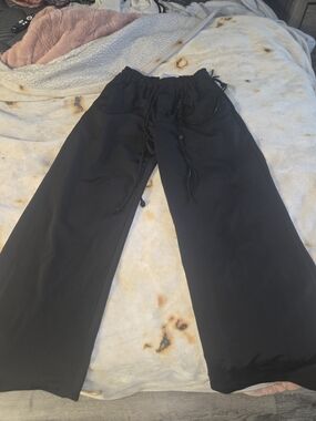Song For The Mute Black Wide Leg Drawstring Pants
